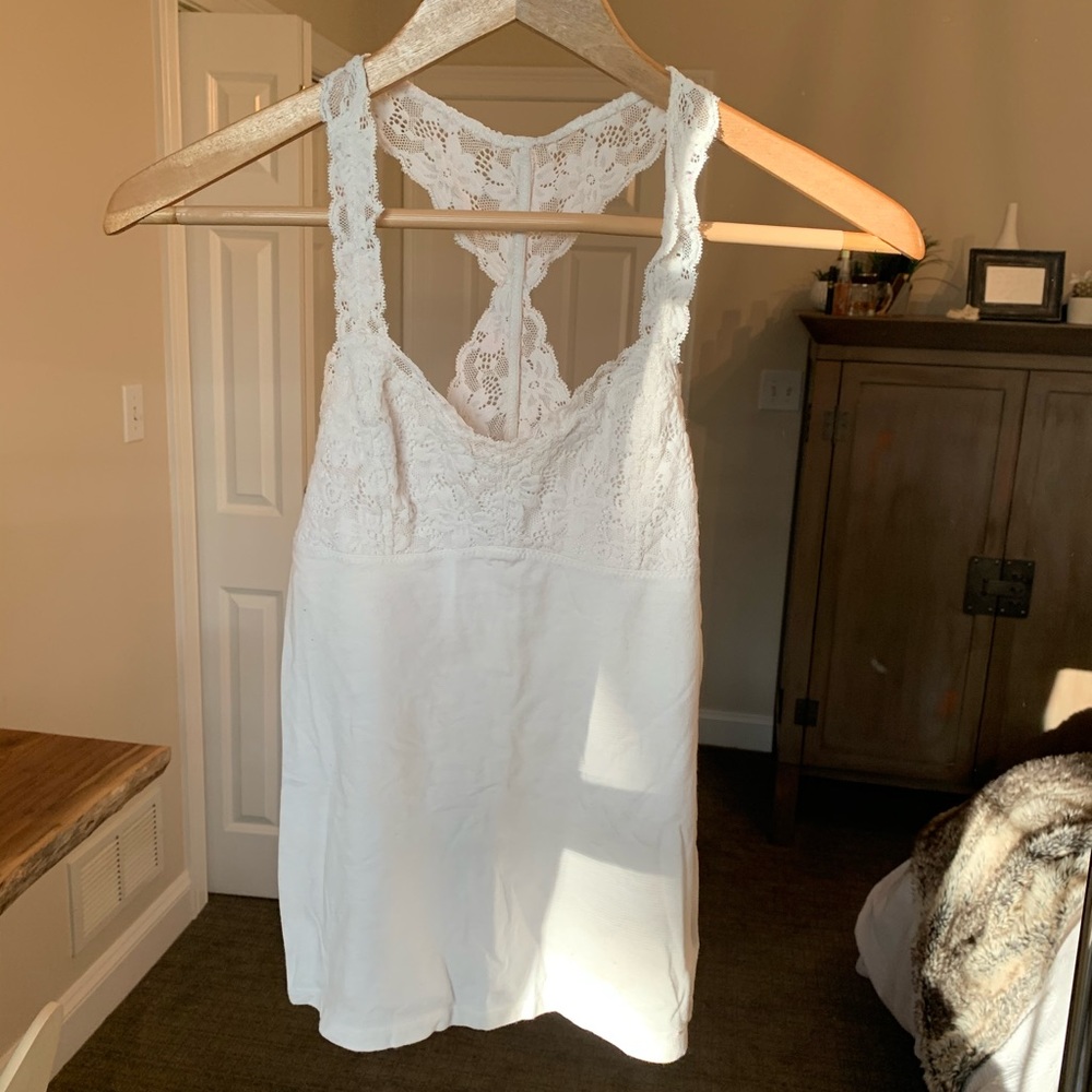 cream lace tank top